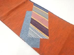 綿紬切り嵌め縞模様袋帯